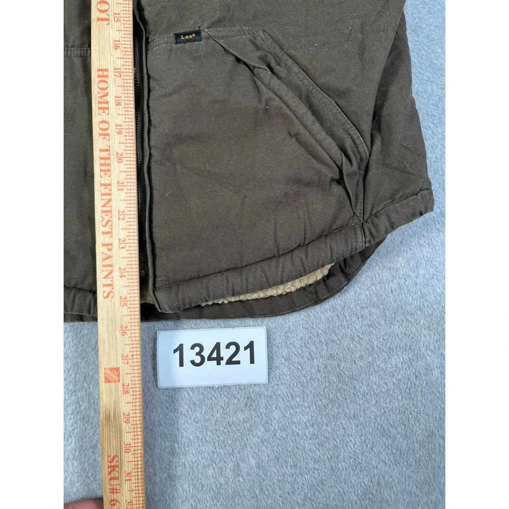 Lee Vest Mens Medium Brown Excellent Vintage Sherpa Lined Canvas Workwear Zip